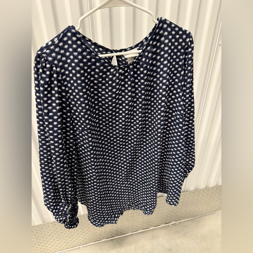 New NWT Ava & Viv blouse top shirt navy blue print 2X
